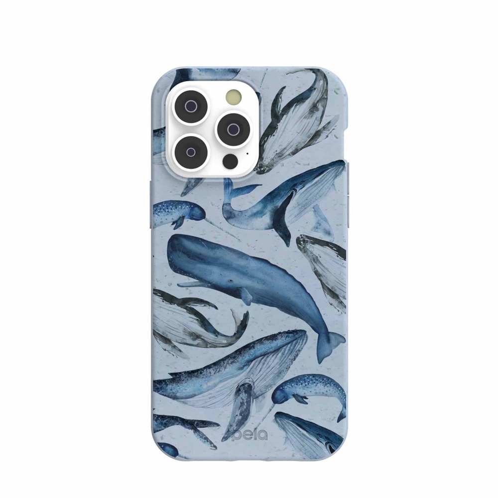 Pela NWT Powder Blue Whales iPhone 14 Pro Max Case with Magsafe Module